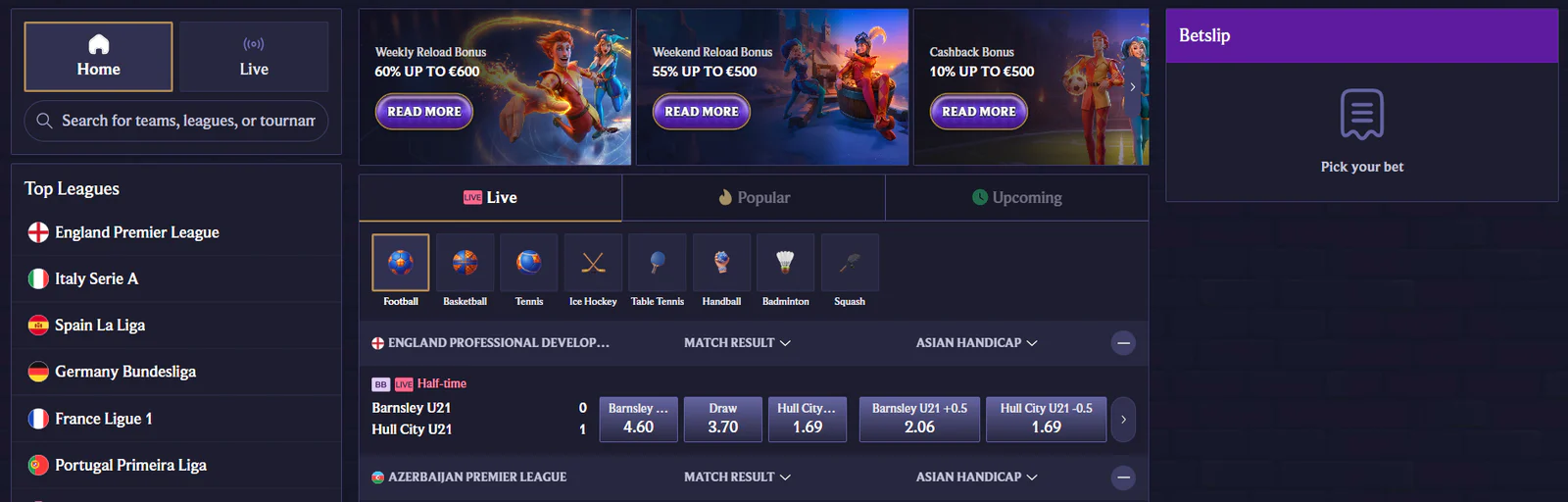 LolaJack sportsbook and esports betting selection